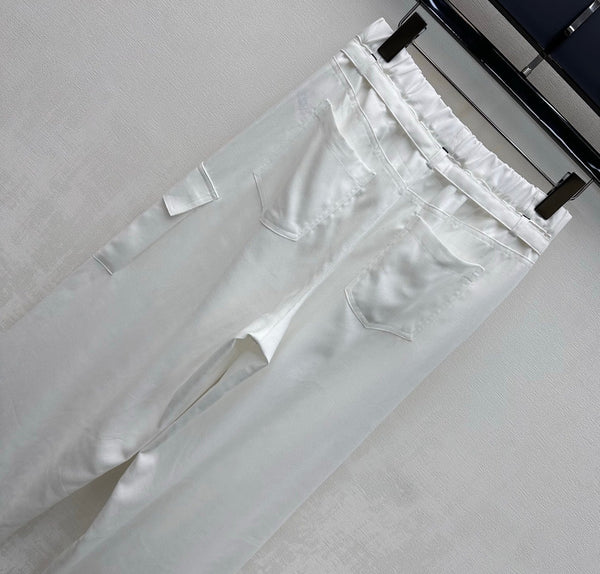 CC 26s Pantalon droit en lin, rayonne et polyester blanc 363900