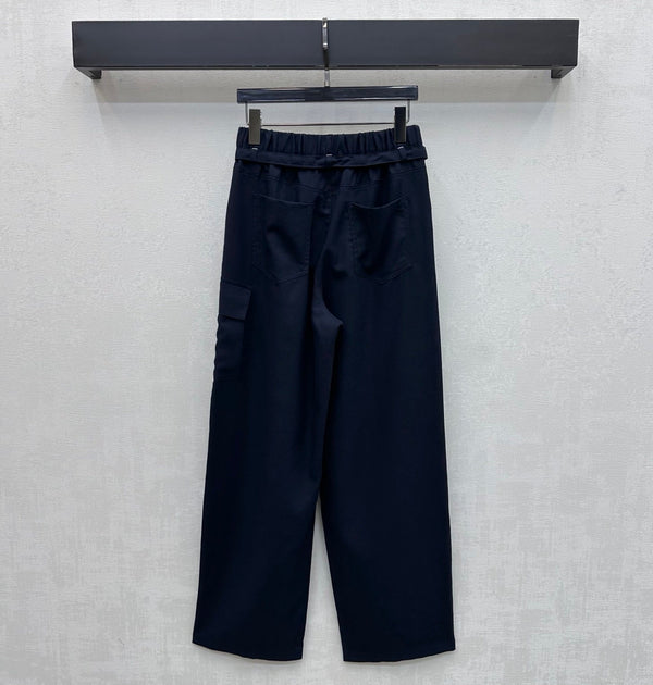 CC 26s Pantalon droit Bleu Marine Lin Rayonne Polyester 363902