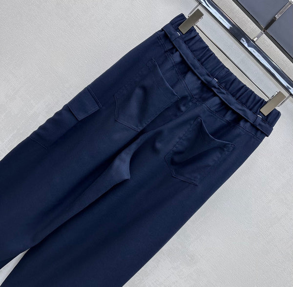 CC 26s Pantalon droit Bleu Marine Lin Rayonne Polyester 363902
