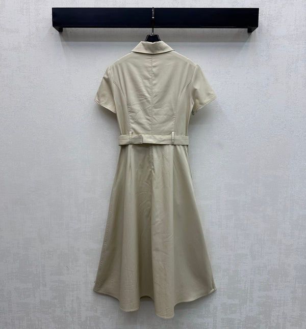 CD 26s Embroidered Logo Dress Beige Cotton Fiber 363826