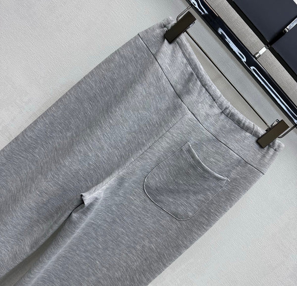Miu 26s Drawstring Flared Trousers Grey Polyester 363803