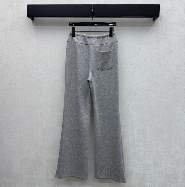 Miu 26s Drawstring Flared Trousers Grey Polyester 363803