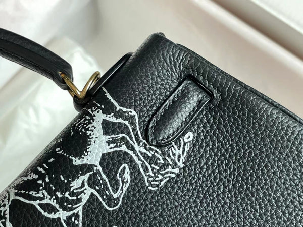 BIRKIN 25 BAG IN BLACK CALFSKIN WITH WHITE STICKER (MADE - TO - ODER)