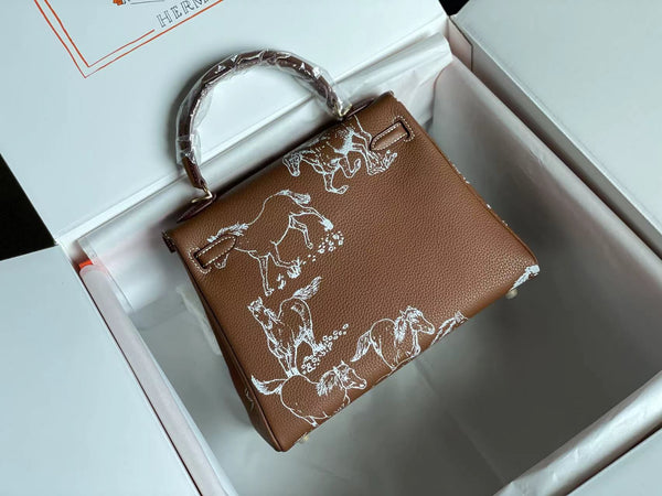 BIRKIN 25 BAG IN CHOCOLATE BROWN CALFSKIN WITH WHITE STICKER (MADE - TO - ODER)