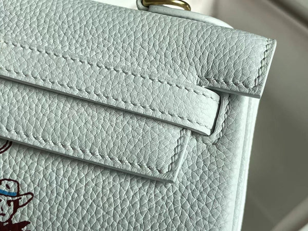 BIRKIN 25 BAG IN WHITE CALFSKIN WITH COLORFUL STICKER 228763 (MADE - TO - ODER)