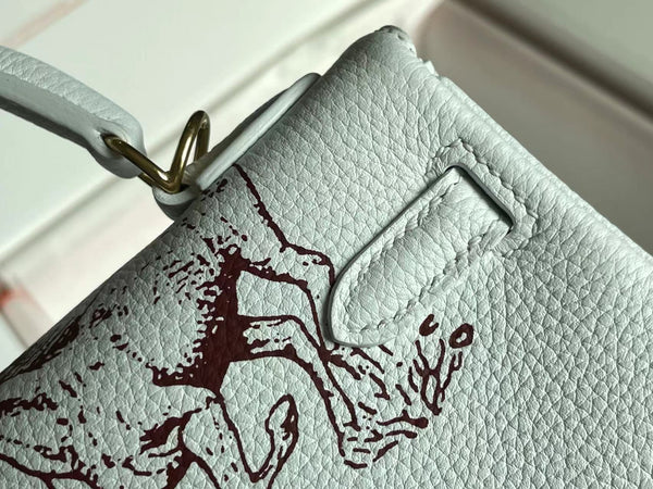 BIRKIN 25 BAG IN WHITE CALFSKIN WITH COLORFUL STICKER 228763 (MADE - TO - ODER)