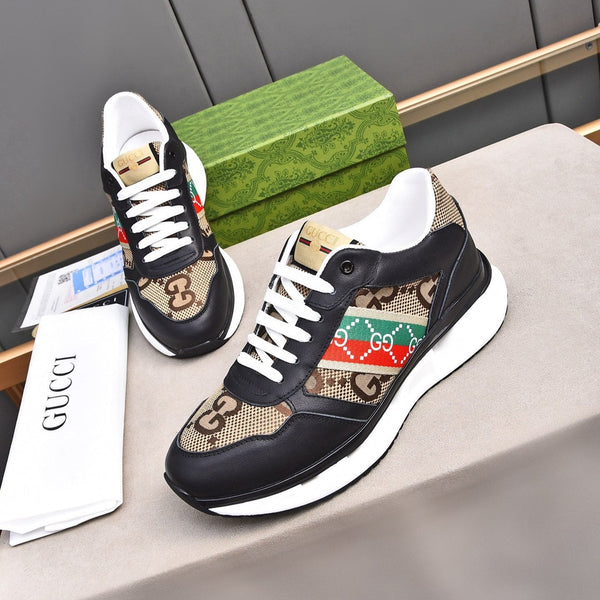 GG Men's Sneaker Black Brown Calfskin 522004