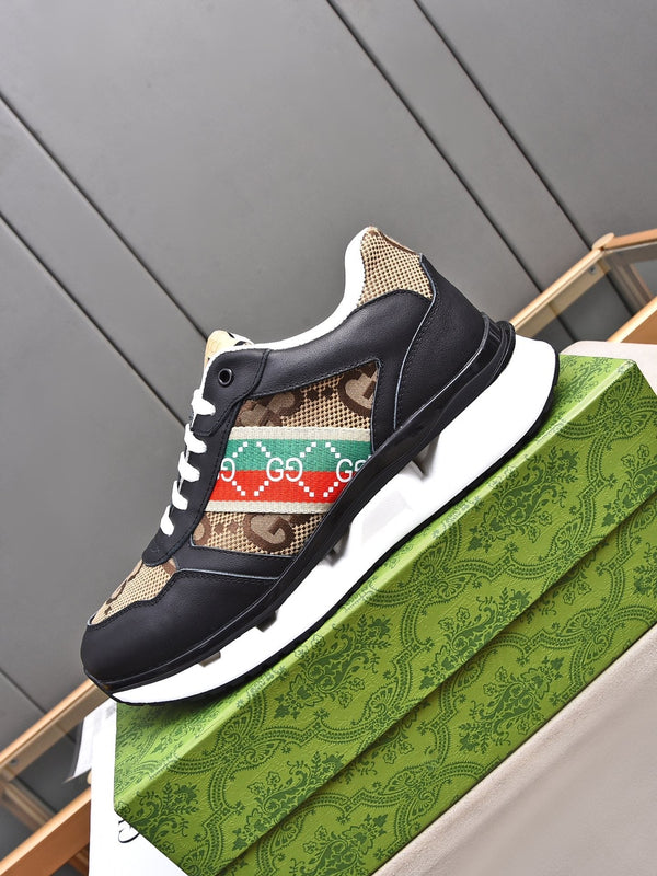 GG Men's Sneaker Black Brown Calfskin 522004