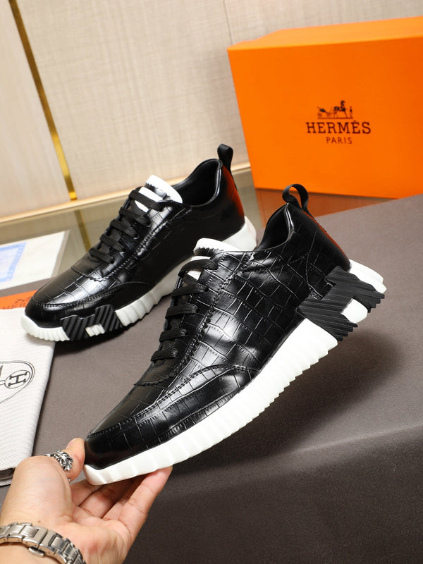 HM Men's Bouncing Sneaker Nero Pelle di Vacchetta 664362