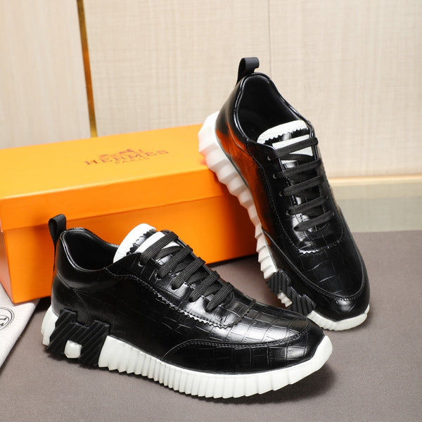 HM Men's Bouncing Sneaker Nero Pelle di Vacchetta 664362