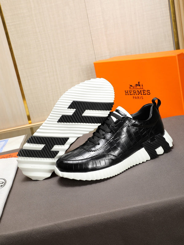 HM Men's Bouncing Sneaker Nero Pelle di Vacchetta 664362