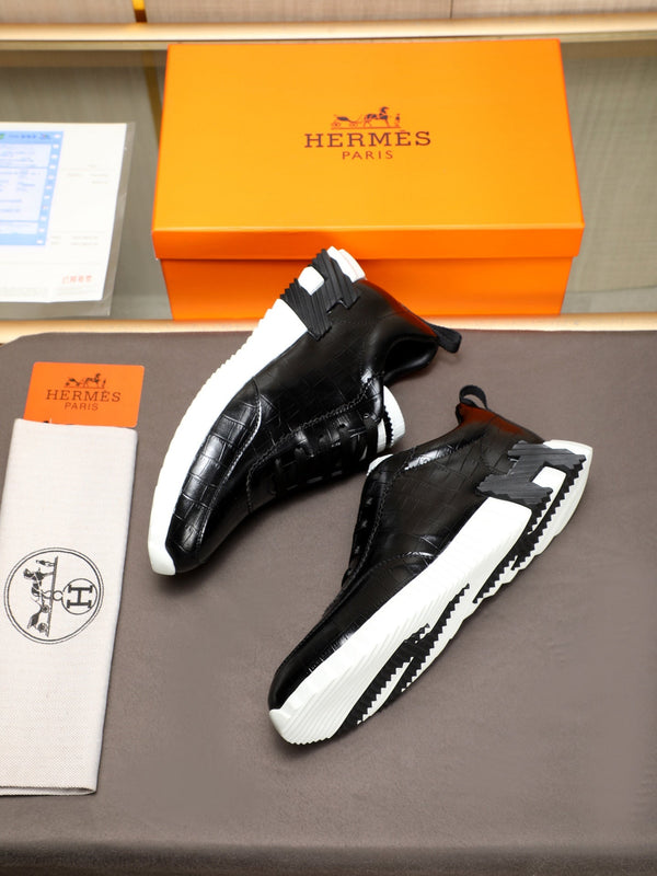 HM Men's Bouncing Sneaker Nero Pelle di Vacchetta 664362