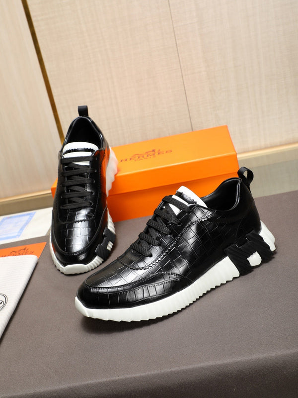 HM Men's Bouncing Sneaker Nero Pelle di Vacchetta 664362