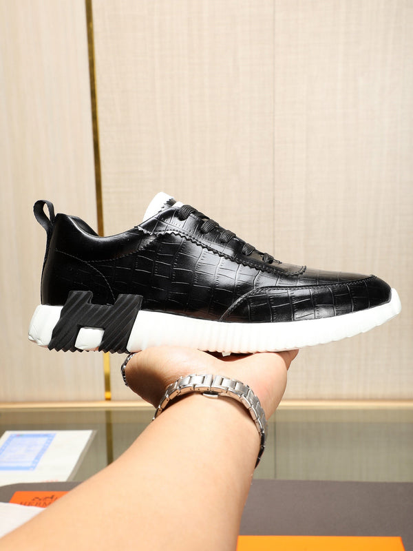 HM Men's Bouncing Sneaker Nero Pelle di Vacchetta 664362