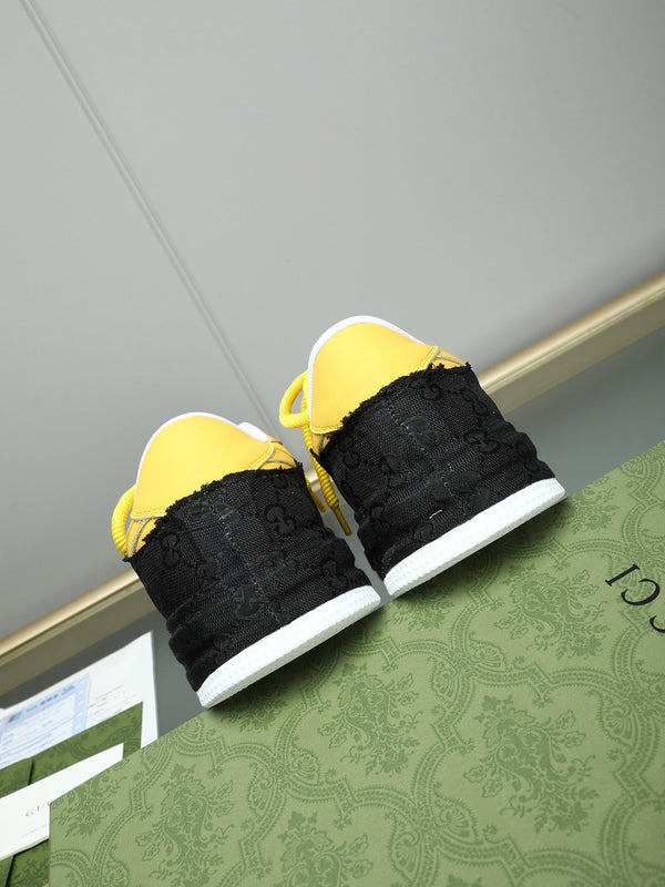 GG Men's Sneaker Black Yellow Cowhide 587318