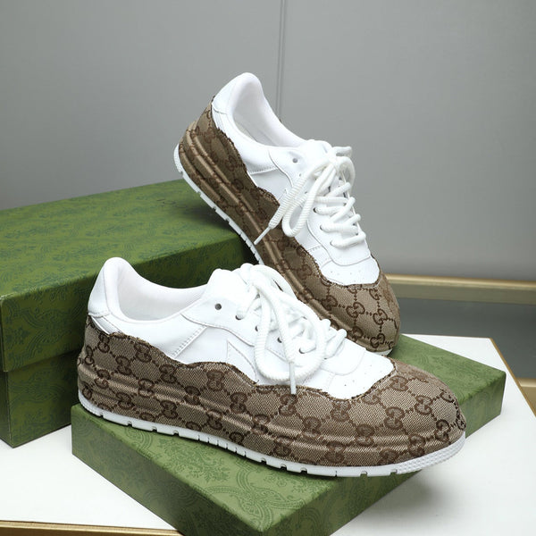 GG Men's Sneaker White Brown Cowhide 587322