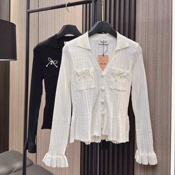 Miumiu 2025 V- Cardigan Cotton Wool