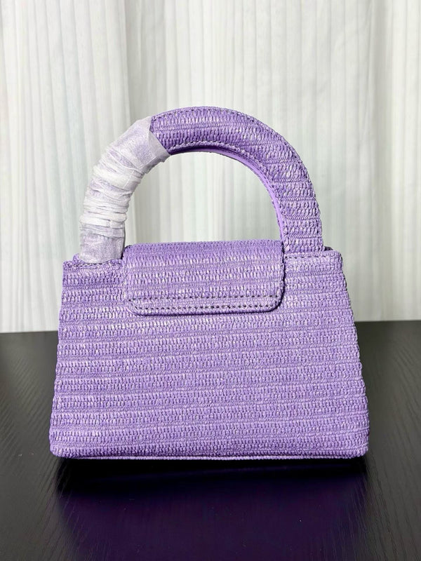 Chanel Kelly 2026 Bag 19cm Purple Raffia Leather