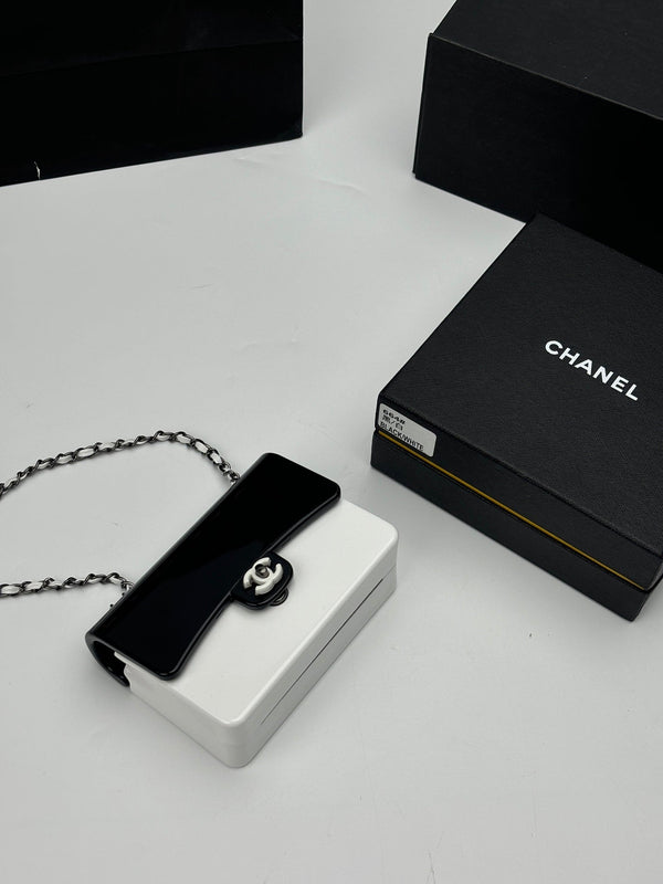 CC Evening Bag White Black Acrylic
