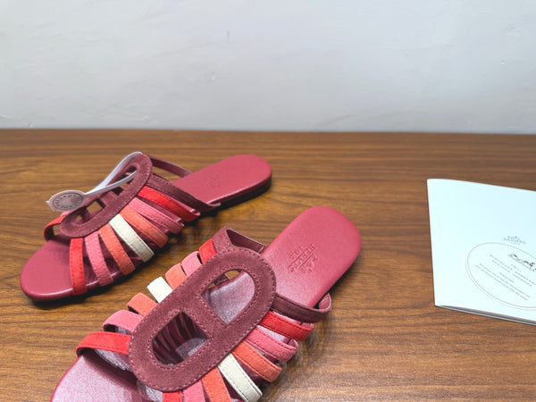 HM Noria Sandals Burugndy Colorful Suede 849480