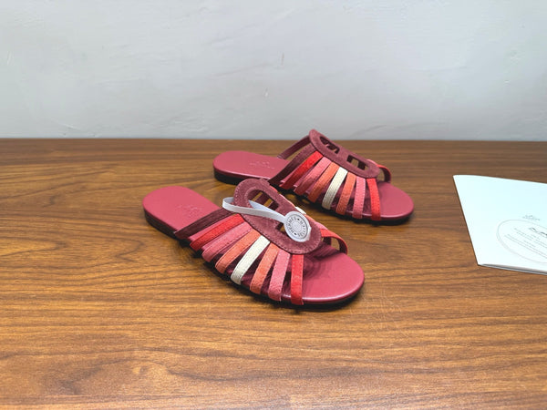 HM Noria Sandals Burugndy Colorful Suede 849480