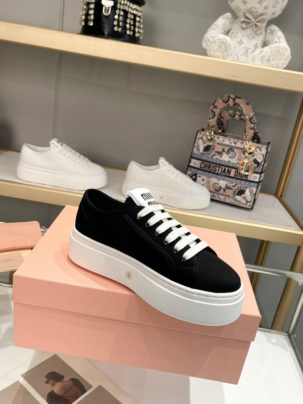 Miu Low Top Skateboard Shoes 50mm Black Canvas 456834