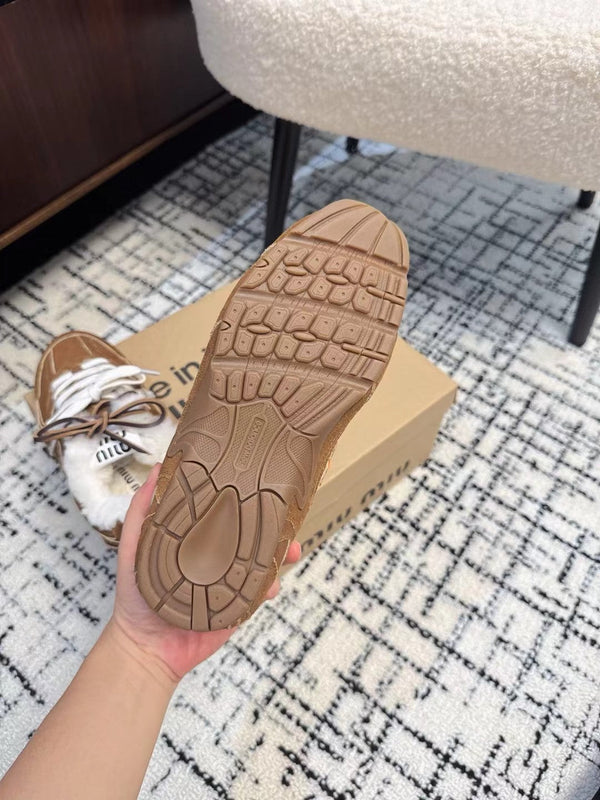 Sneakers Miu Balance 530 SL fodera in pile scamosciato marrone scuro