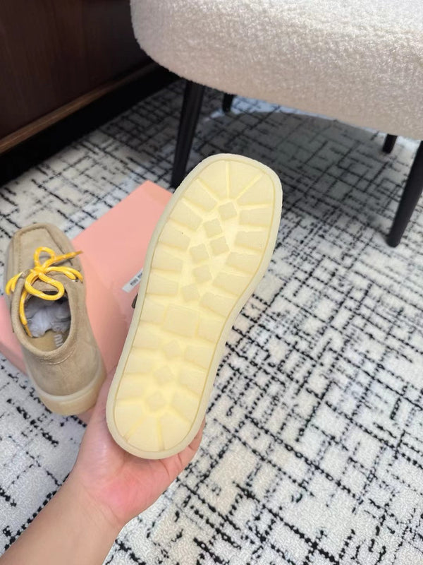 Miu Ankle Boots Light Brown Cow Suede