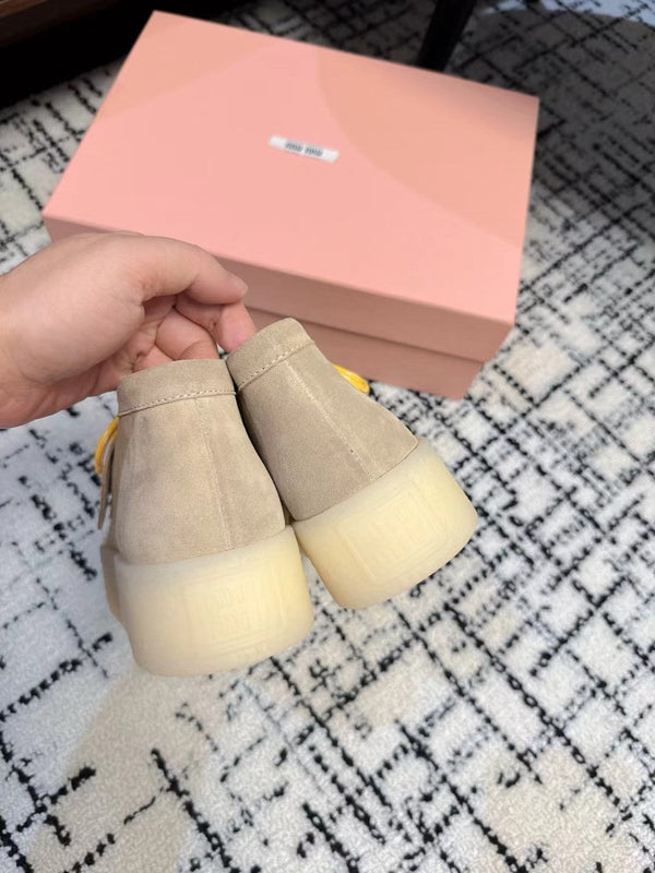 Miu Ankle Boots Beige Cow Suede