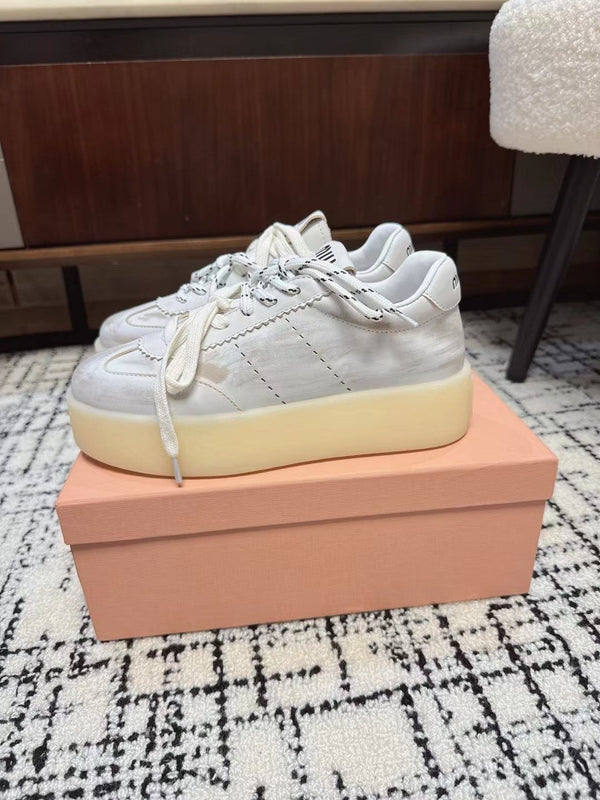 Sneakers Miu in pelle bianca fumo