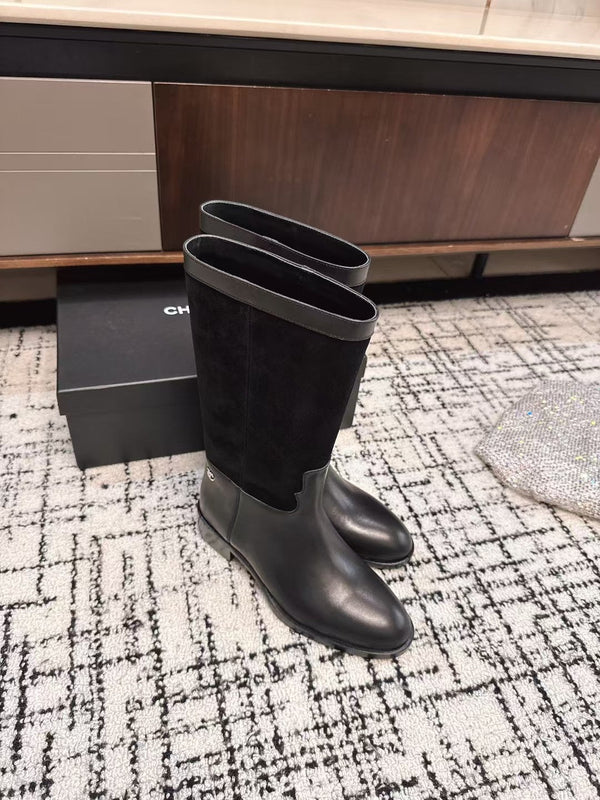 Chanel 25A Winter New Hight Boots Black Cowhide 393518