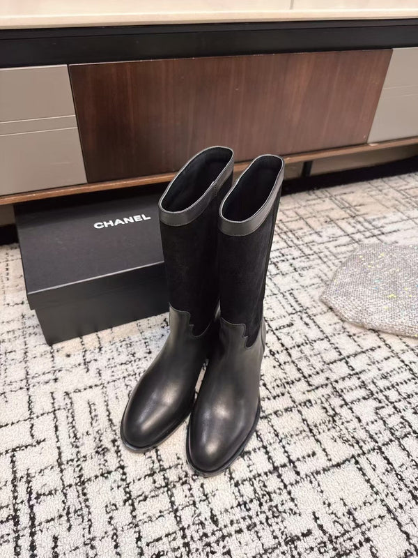 Chanel 25A Winter New Hight Boots Black Cowhide 393518