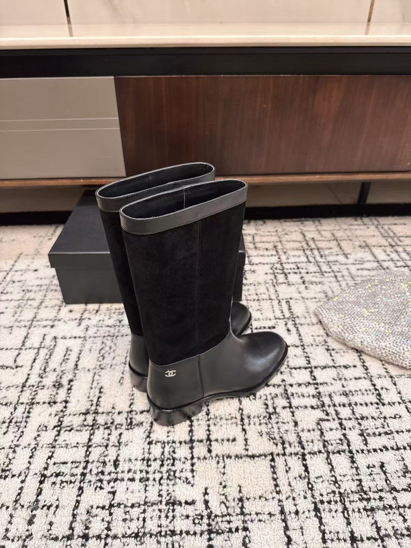 Chanel 25A Winter New Hight Boots Black Cowhide 393518