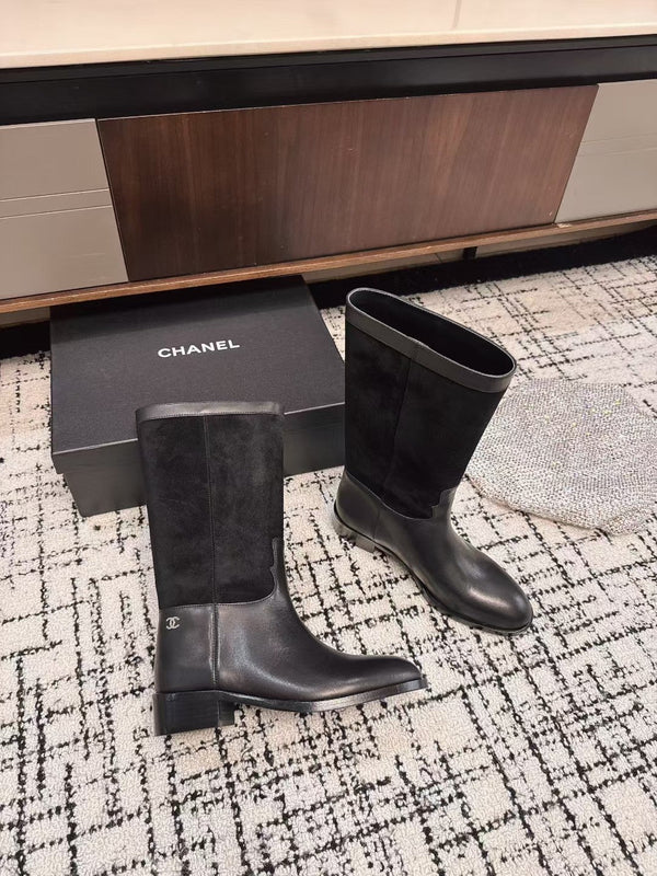 Chanel 25A Winter New Hight Boots Black Cowhide 393518
