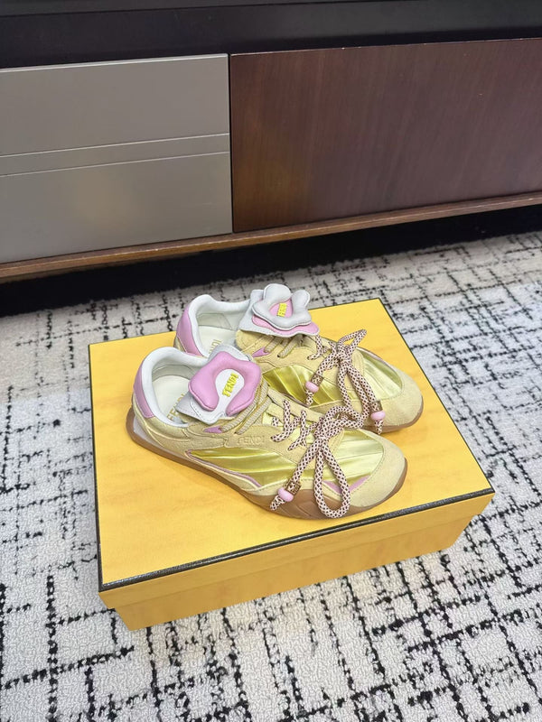 Fendi Flow Trainers Yellow Suede 682047