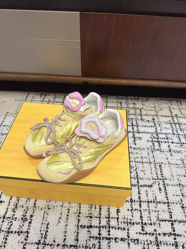 Fendi Flow Trainers Yellow Suede 682047