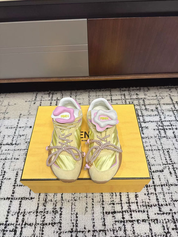 Fendi Flow Trainers Yellow Suede 682047