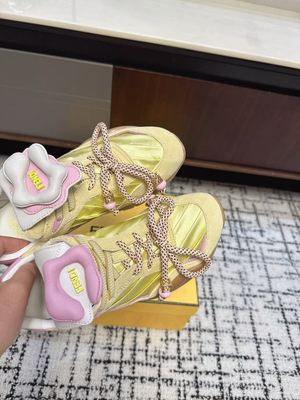 Fendi Flow Trainers Yellow Suede 682047