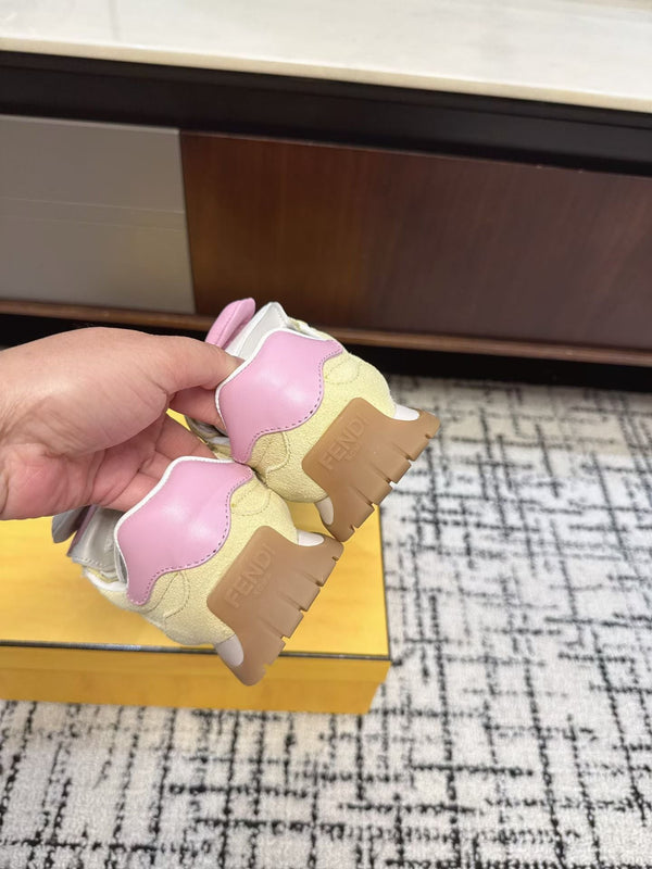 Fendi Flow Trainers Yellow Suede 682047