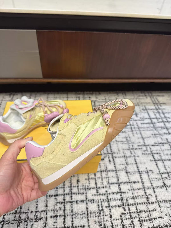 Fendi Flow Trainers Yellow Suede 682047
