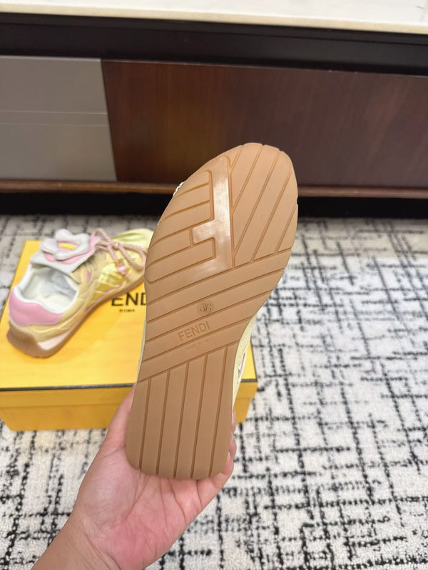Fendi Flow Trainers Yellow Suede 682047
