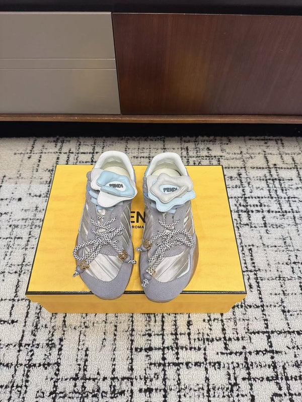 Fendi Flow Trainers Grey Suede 682048