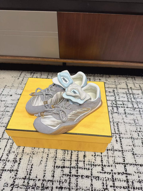 Fendi Flow Trainers Grey Suede 682048