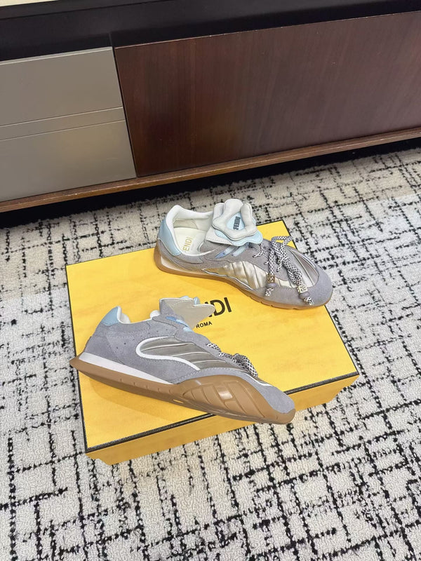 Fendi Flow Trainers Grey Suede 682048