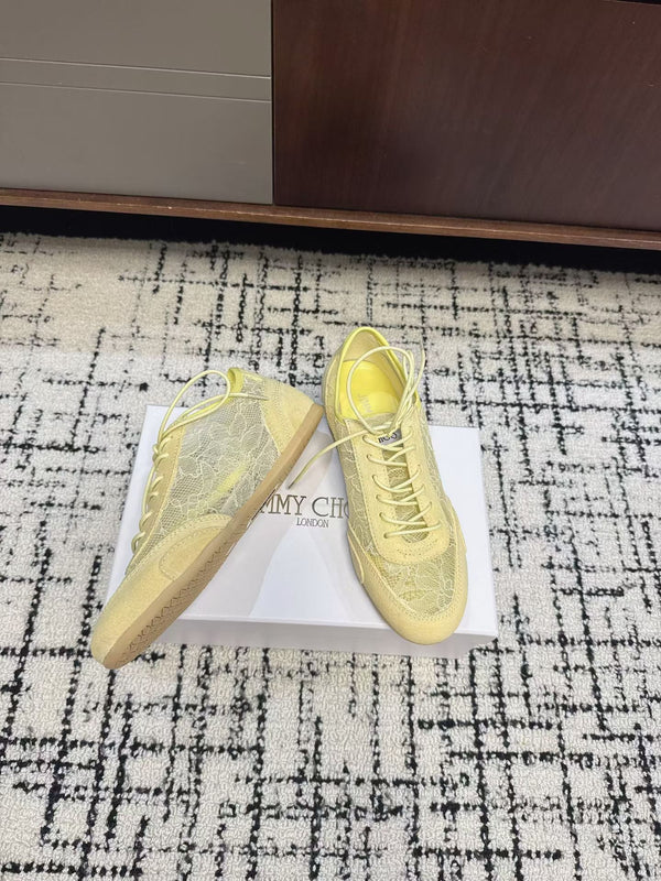 Jimmy Choo Sunny F Sneaker Yellow Lace Leather 682043