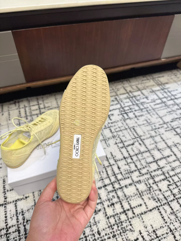 Jimmy Choo Sunny F Sneaker Yellow Lace Leather 682043