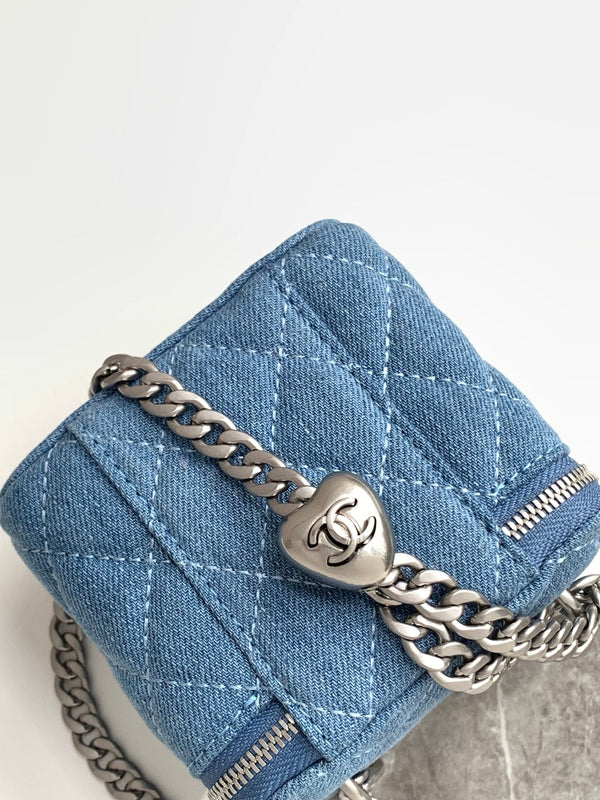 CC 24K Vanity 11cm Blue Denim Silver Hardware