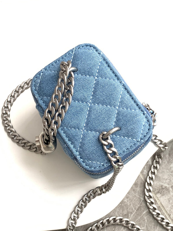 CC 24K Vanity 11cm Blue Denim Silver Hardware
