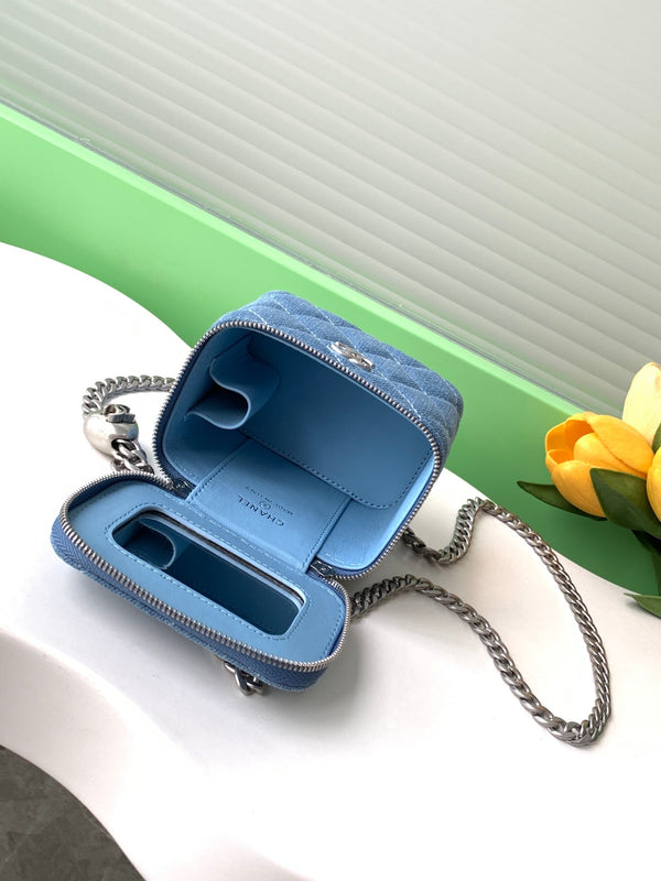 CC 24K Vanity 11cm Blue Denim Silver Hardware