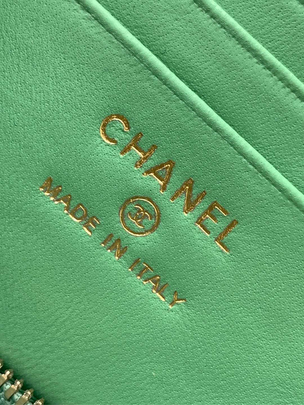 CC Vanity Case 17cm Jungle Green Leather Gold Hardware 238497